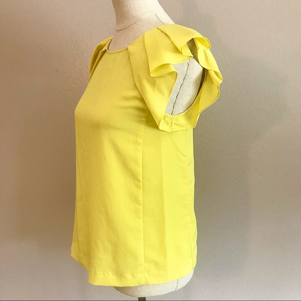 Zara Yellow Ruffle Sleeved Blouse - Picture 2 of 10